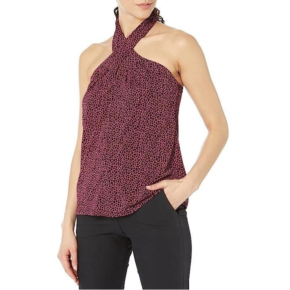 MICHAEL Michael Kors Pink Halter Camisole with Black Dot Print